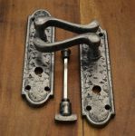 Pewter Cast Iron Victorian Scroll Style Door Handles With Bathroom T&R (P300B)